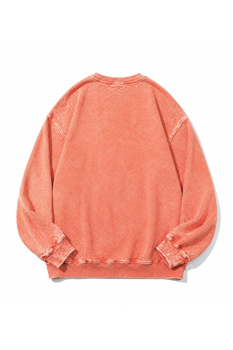 Unisex Fall Washed Vintage Raglan Crew Neck Sweatshirt