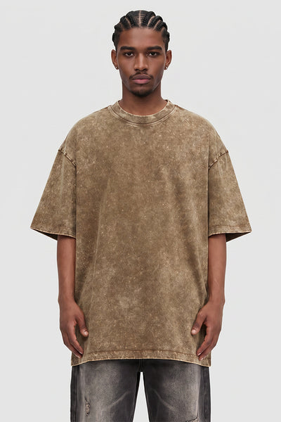 Men's Summer Vintage Washed Drop-Shoulder Oversized T-Shirt