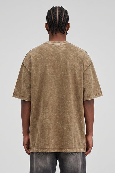 Men's Summer Vintage Washed Drop-Shoulder Oversized T-Shirt