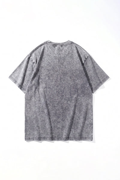 Unisex Summer Vintage Washed Drop-Shoulder Oversized Tee