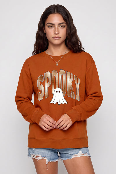 Unisex Fall Clothing Halloween Plaid Ghost Sweatshirt