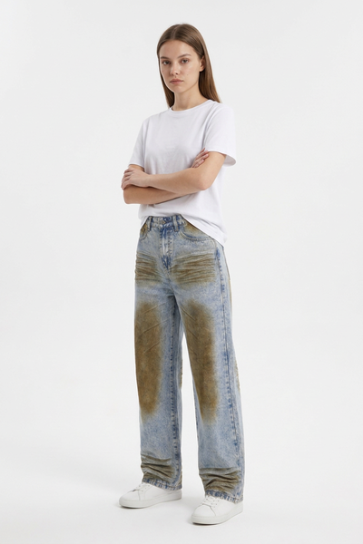 Women's High Waist Distressed Wide Leg Jeans