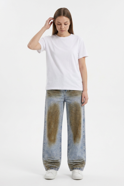 Women's High Waist Distressed Wide Leg Jeans