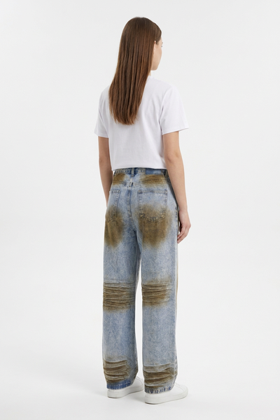 Women's High Waist Distressed Wide Leg Jeans