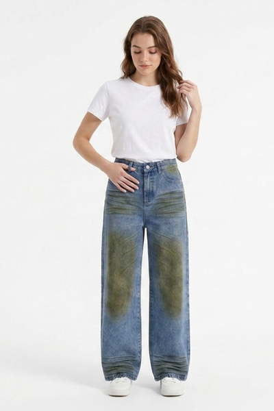 Women's High Waist Distressed Wide Leg Jeans