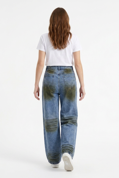 Women's High Waist Distressed Wide Leg Jeans
