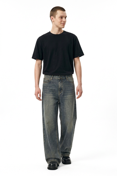 Men's Vintage Wash Baggy Wide Leg Jeans