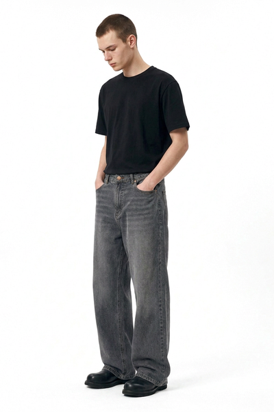 Men's Vintage Wash Baggy Wide Leg Jeans