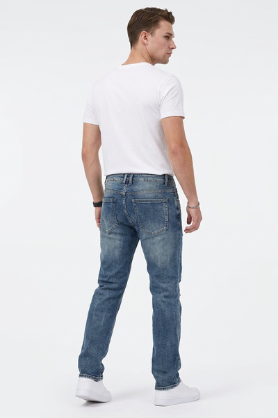 Men's Casual Rip Detail Slim Straight Jeans