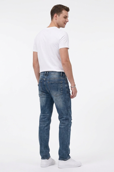 Men's Casual Rip Detail Slim Straight Jeans