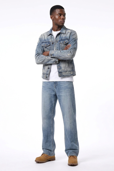 Men's Vintage Wash Loose Wide Leg Jeans