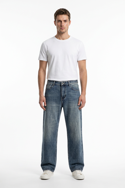 Men's Vintage Wash Relaxed Straight Leg Jeans