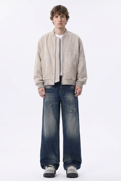 Men's Distressed Ripped Relaxed Straight Leg Jeans