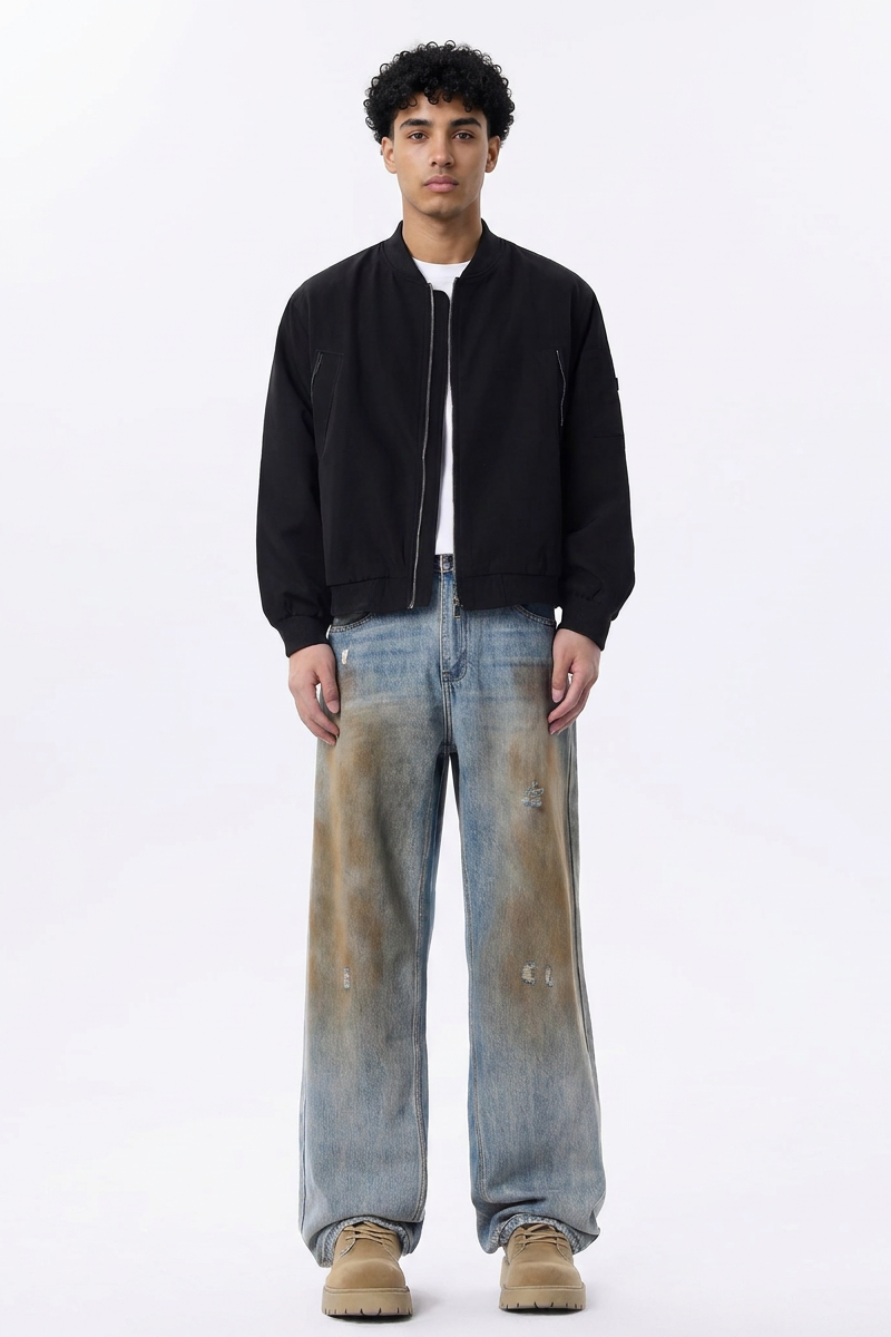 Men's Dirty Wash Relaxed Straight Leg Jeans