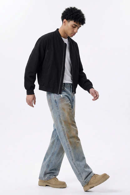 Men's Dirty Wash Relaxed Straight Leg Jeans