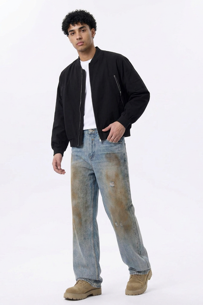 Men's Dirty Wash Relaxed Straight Leg Jeans