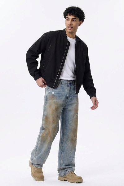 Men's Dirty Wash Relaxed Straight Leg Jeans