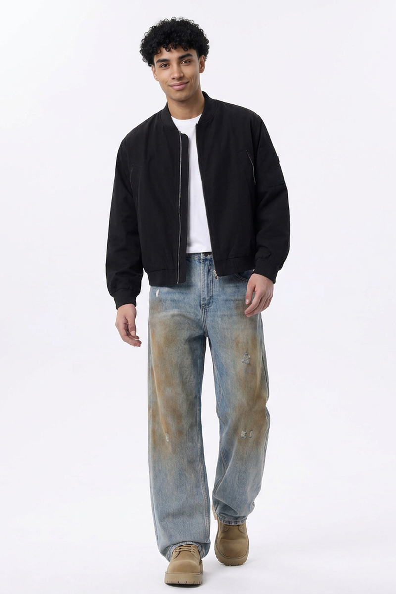 Men's Dirty Wash Relaxed Straight Leg Jeans