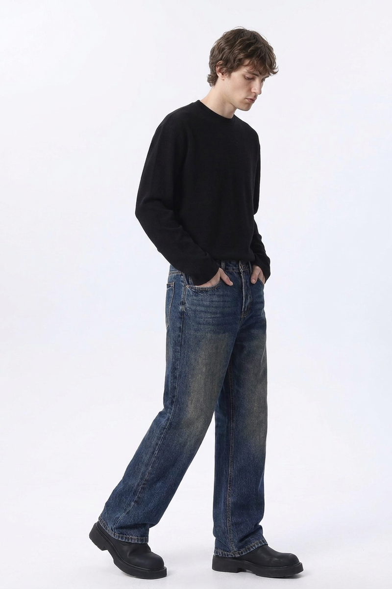 Men's Dirty Wash Straight Leg Jeans