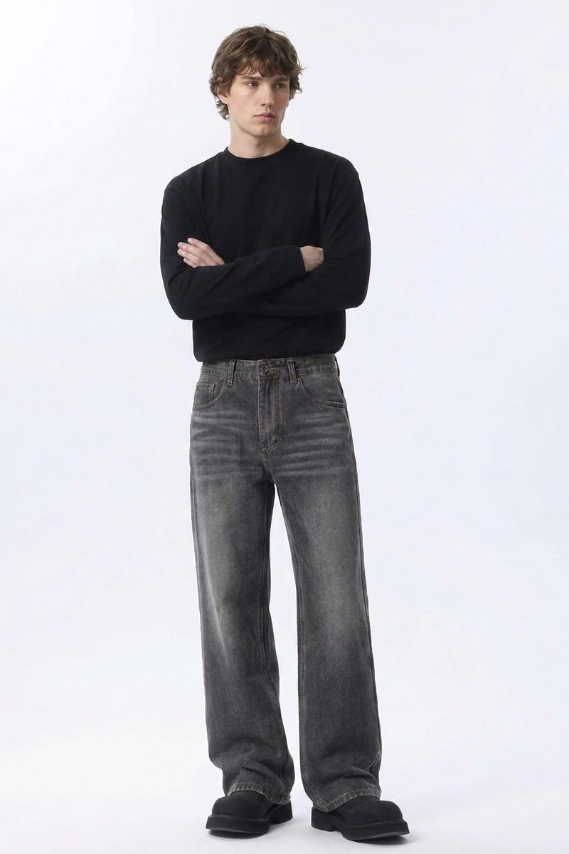 Men's Wash Relaxed Straight Leg Jeans