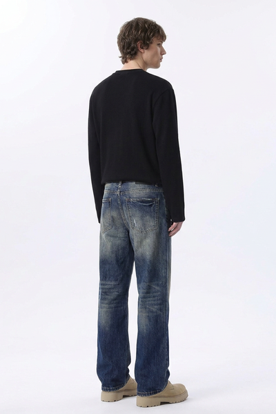 Men's Retro Gradient Ripped Straight Leg Jeans