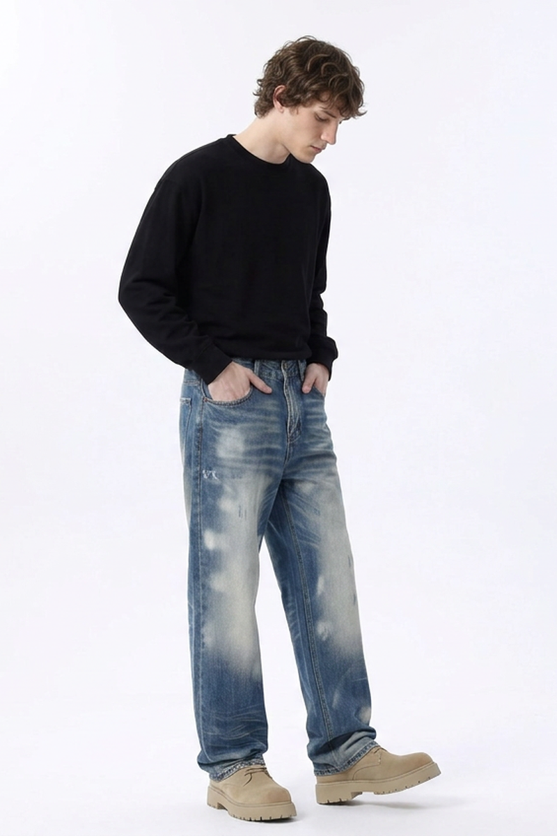 Men's Relaxed Drapey Straight Leg Jeans