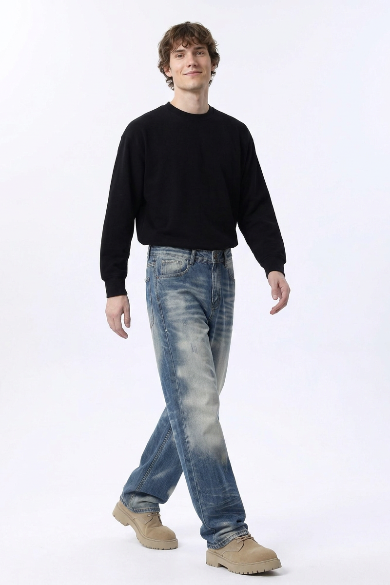 Men's Relaxed Drapey Straight Leg Jeans