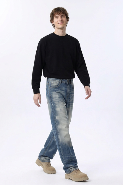 Men's Relaxed Drapey Straight Leg Jeans