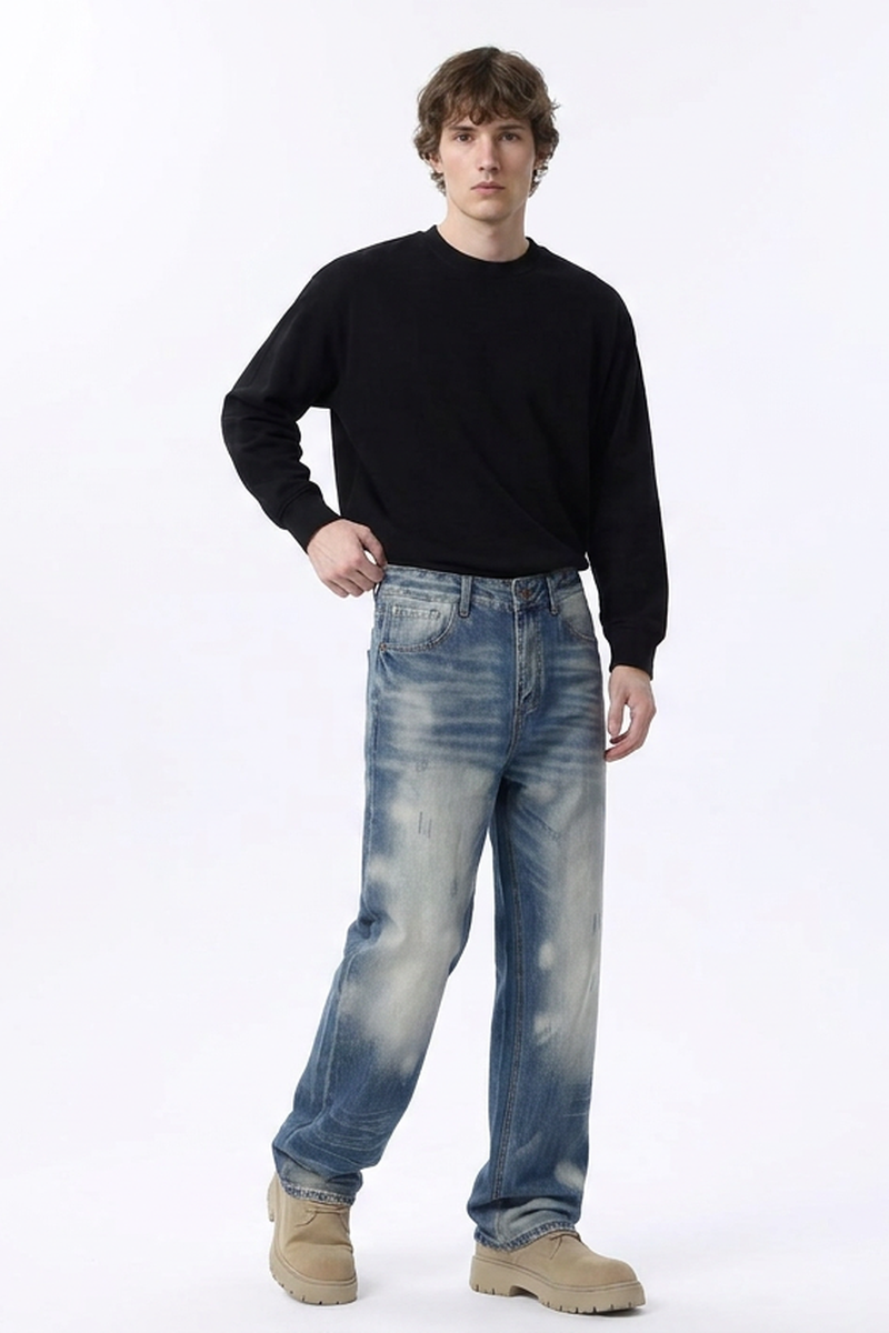 Men's Relaxed Drapey Straight Leg Jeans