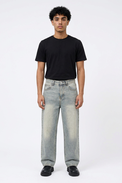 Men's Vintage Wash Loose Wide Leg Jeans