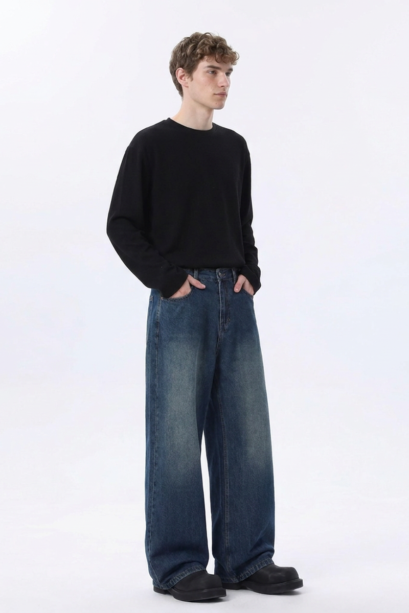 Men's Soft Drape Relaxed Wide Leg Jeans