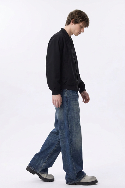 Men's Classic Blue Loose Fit Wide Leg Jeans