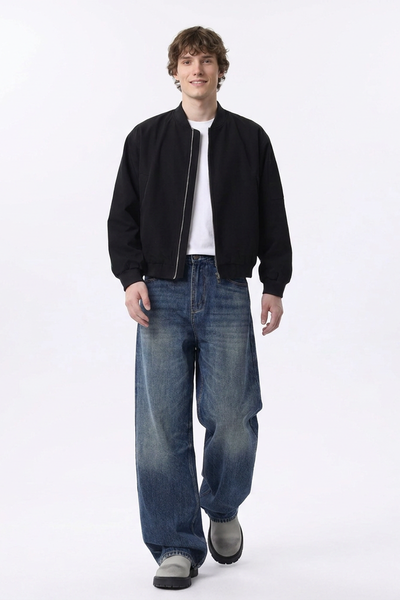 Men's Classic Blue Loose Fit Wide Leg Jeans
