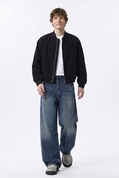 Men's Classic Blue Loose Fit Wide Leg Jeans