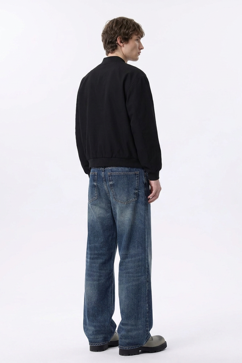 Men's Classic Blue Loose Fit Wide Leg Jeans