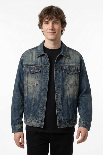 Men's Vintage Dirty Wash Denim Jacket