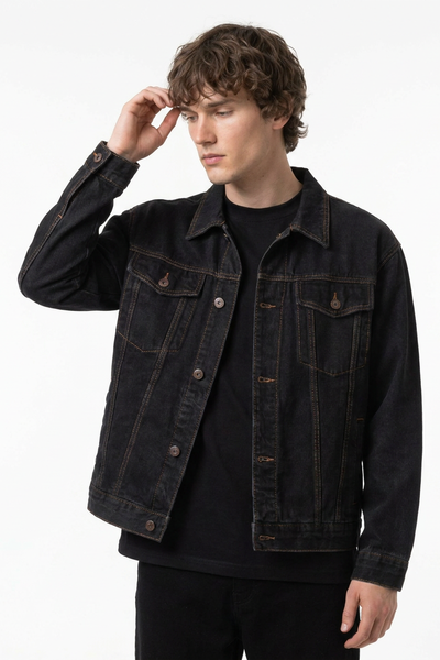 Men's Raw Black Gentle Wash Denim Jacket