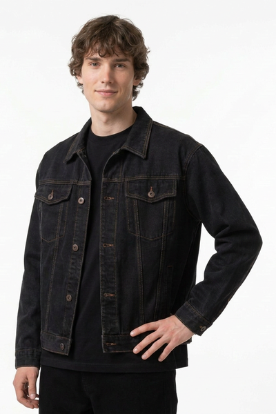 Men's Raw Black Gentle Wash Denim Jacket