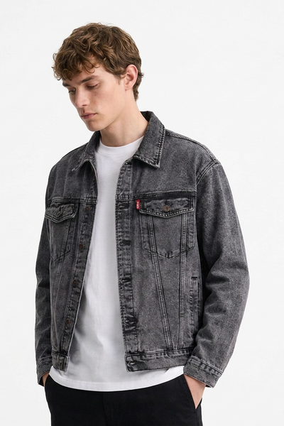 Men's Classic Black Grey Denim Jacket