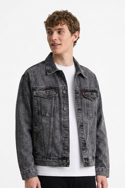 Men's Classic Black Grey Denim Jacket