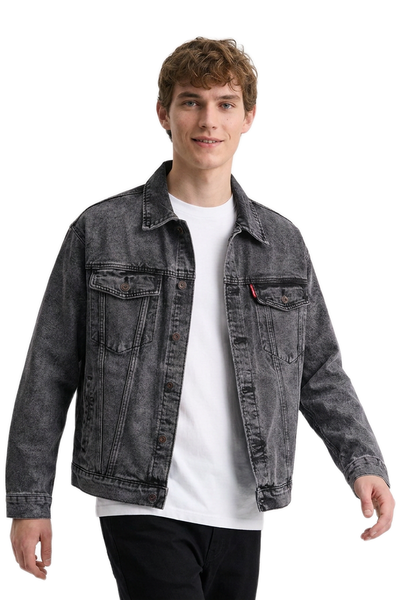 Men's Classic Black Grey Denim Jacket