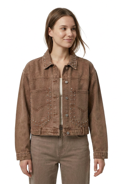 Women's Studded Cropped Denim Jacket