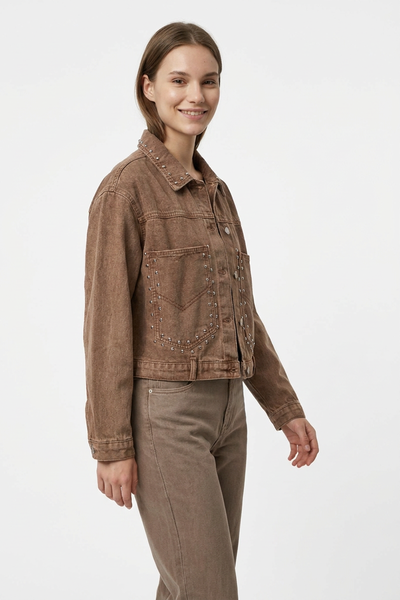 Women's Studded Cropped Denim Jacket